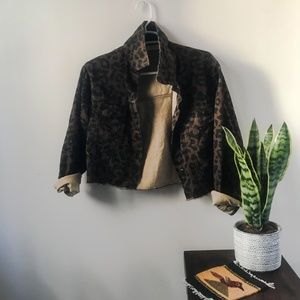 Nasty Gal - Cheetah Cropped Denim Jacket